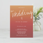 Casual Dusty Sunset Typography Wedding Kaart (Staand voorkant)