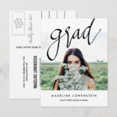 Casual Eenvoudige Afstudeerder Typografie Afstuder Aankondigingskaart (Voorkant / Achterkant)