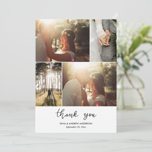 Casual eenvoudige dank u script bruiloft foto (Staand voorkant)