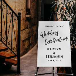 Casual, eenvoudige trouwfeestelijke welkomstteken