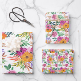 Casual Elegance Paarse Rozen Gele bloemen Floral Inpakpapier Vel