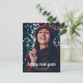 Casual Elegant Gelukkig Nieuwjaar Script Foto Briefkaart (Staand voorkant)