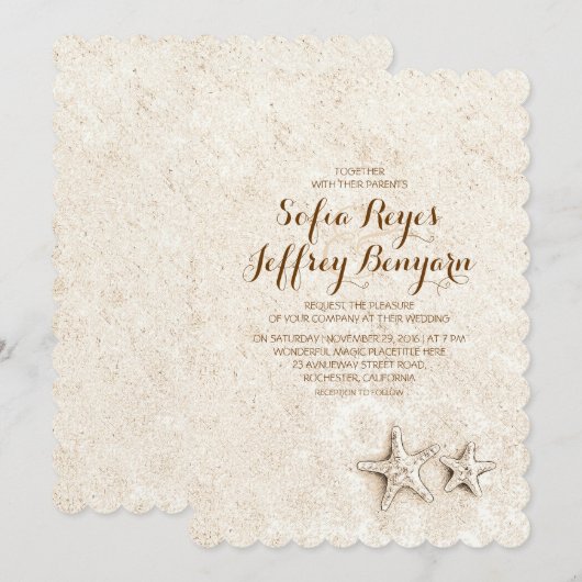 Casual elegante strandbruiloft uitnodigingen (Voorkant / Achterkant)