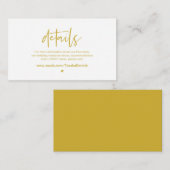 Casual elegantie, Gold font, Weddengegevens Informatiekaartje (Voorkant / Achterkant)