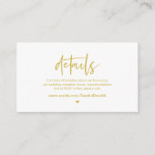 Casual elegantie, Gold font, Weddengegevens Informatiekaartje (Voorkant)