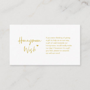 Casual elegantie minimaal, Gold, Honeymoon Wish Informatiekaartje