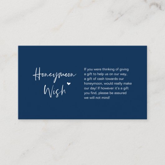 Casual elegantie minimaal, Navy Blue, Honeymoon Wi Informatiekaartje (Voorkant)