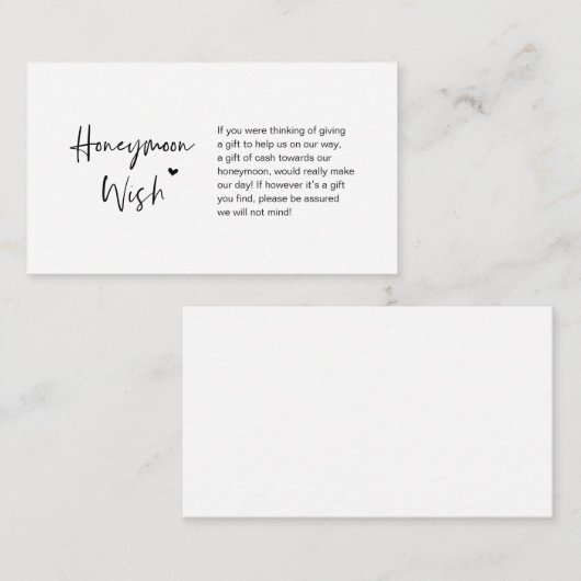 Casual elegantie minimaal, zwarte inkt, Honeymoon Informatiekaartje (Voorkant / Achterkant)