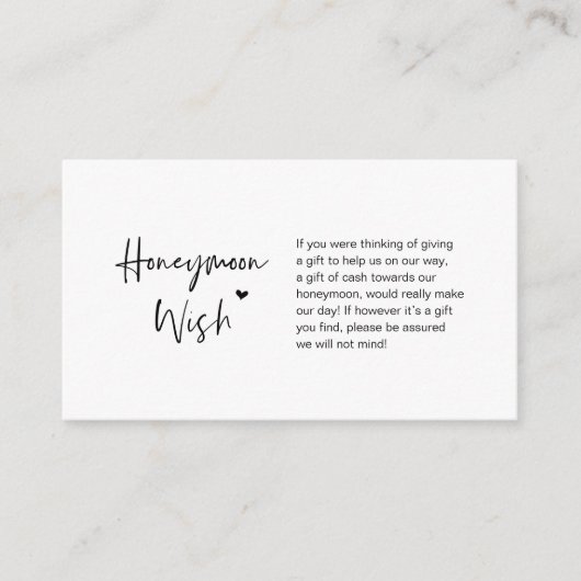Casual elegantie minimaal, zwarte inkt, Honeymoon  Informatiekaartje (Voorkant)