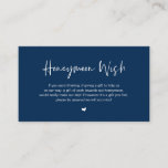 Casual elegantie, Navy Blue, Honeymoon Wish Informatiekaartje<br><div class="desc">Dit is de Moderne casual elegantie in Navy Blue inkt,  het minimalisme van het Manuscript,  lettertype doopvont,  de Kaart van de Omsluiting van de Weddenschap. U kunt de doopvontkleuren veranderen,  en uw trouwdetails in de passende doopvont/het schrijven toevoegen. #TeeshaDerrick</div>