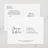 Casual elegantie, wijziging van plannen, uitgestel briefkaart (Voorkant / Achterkant)