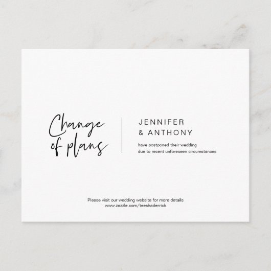 Casual elegantie, wijziging van plannen, uitgestel briefkaart (Voorkant)
