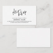 Casual elegantie, zwart grijs script, RSVP reagere Informatiekaartje (Voorkant / Achterkant)