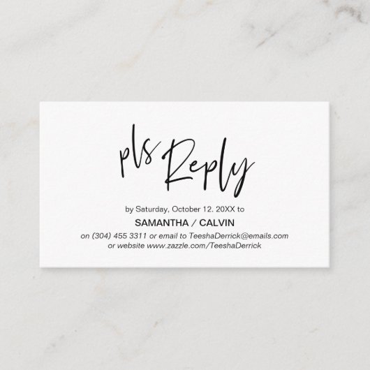 Casual elegantie, zwart grijs script, RSVP reagere Informatiekaartje (Voorkant)