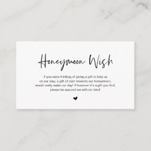 Casual elegantie, zwart lettertype, Honeymoon Wish Informatiekaartje