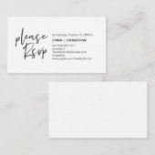 Casual Elegantie, Zwart Script, RSVP reageren Informatiekaartje (Voorkant / Achterkant)