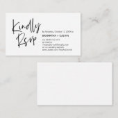 Casual Elegantie, Zwart Script, RSVP reageren Informatiekaartje (Voorkant / Achterkant)