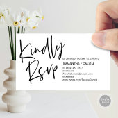 Casual Elegantie, Zwart Script, RSVP reageren Informatiekaartje