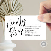 Casual Elegantie, Zwart Script, RSVP reageren Informatiekaartje