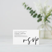 Casual elegantie, zwart script, RSVP-respons Informatiekaartje (Staand voorkant)