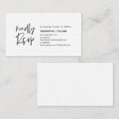 Casual elegantie, zwart script, RSVP-respons Informatiekaartje (Voorkant / Achterkant)