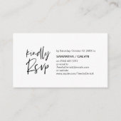 Casual elegantie, zwart script, RSVP-respons Informatiekaartje (Voorkant)