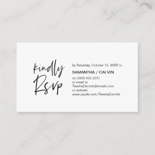 Casual elegantie, zwart script, RSVP-respons Informatiekaartje