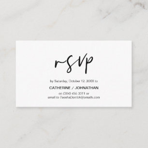Casual elegantie, zwart script, RSVP-respons Informatiekaartje