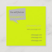 Casual en chatten-fluorescerend geel vierkante visitekaartje (Achterkant)