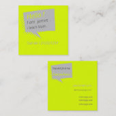 Casual en chatten-fluorescerend geel vierkante visitekaartje (Voorkant / Achterkant)