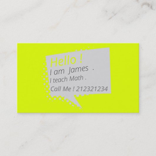 Casual en chatten - fluorescerend geel visitekaartje (Voorkant)