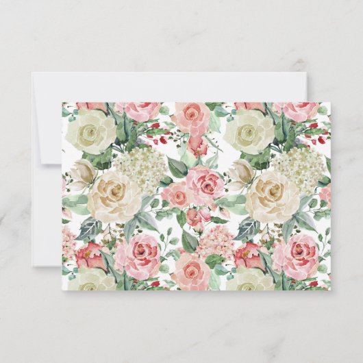 Casual en eenvoudige roze Waterverf Floral Bouquet RSVP Kaartje (Achterkant)