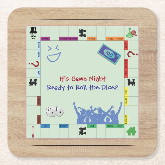 Casual en Fun Board Game Night Party Onderzetters (Voorkant)