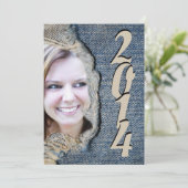 Casual en vlootsblauw Jean Graduation Party Kaart (Staand voorkant)