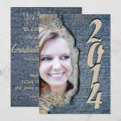 Casual en vlootsblauw Jean Graduation Party Kaart (Voorkant / Achterkant)
