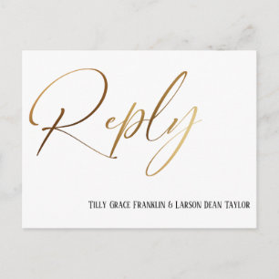 Casual Faux Gold Handschrift RSVP Song Aanvraag Briefkaart