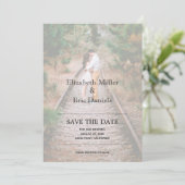 Casual Faux Vellum Verloving Foto slaat de datum o Save The Date (Staand voorkant)