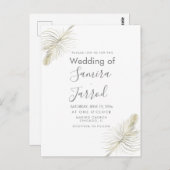 Casual Feather Gold Minimal Wedding Briefkaart (Voorkant / Achterkant)