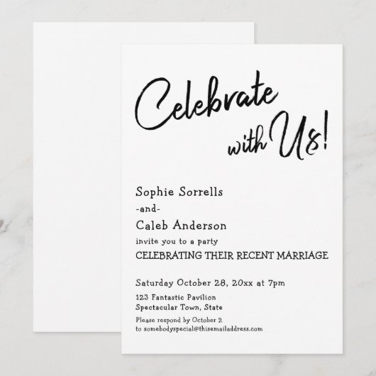 Casual feest met ons! Eenvoudige bruiloft Kaart (Voorkant / Achterkant)