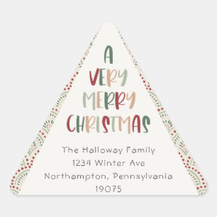 Casual feestelijke kerstdriehoek enveloppen sticker