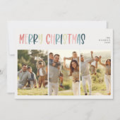 Casual feestelijke kleurrijke kerst drie foto feestdagenkaart (Voorkant)