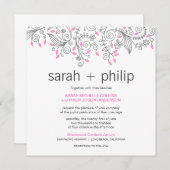Casual Floral Fancy Swirls Wedding Invitations Kaart (Voorkant / Achterkant)