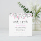 Casual Floral Fancy Swirls Wedding Invitations Kaart (Staand voorkant)