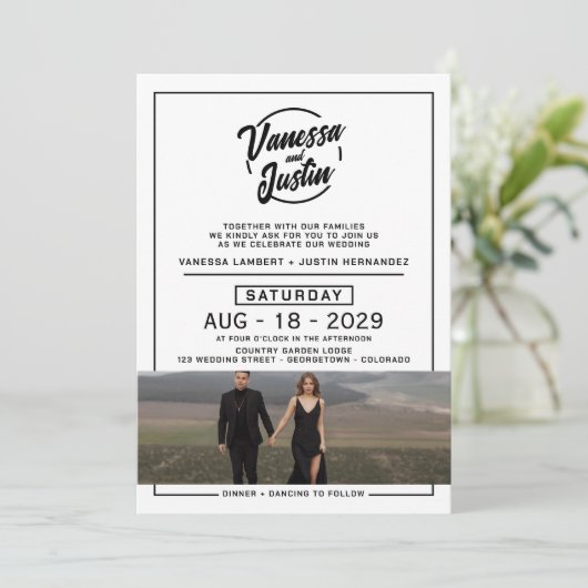 Casual foto bruiloft kaart (Staand voorkant)