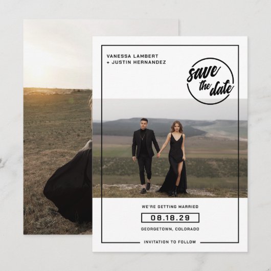 Casual foto bruiloft save the date (Voorkant / Achterkant)