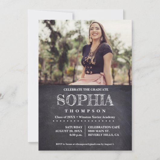 Casual foto Chalkboard Vier de Afstuderen Kaart (Voorkant)