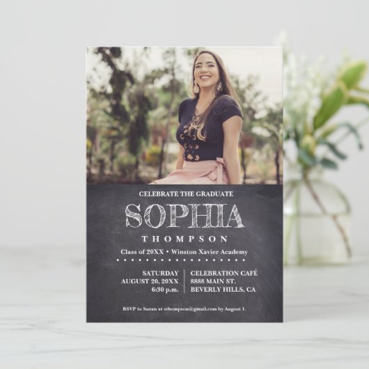 Casual foto Chalkboard Vier de Afstuderen Kaart (Staand voorkant)