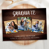 Casual Foto Collage Rustic Wood Afstuderen Aankondiging