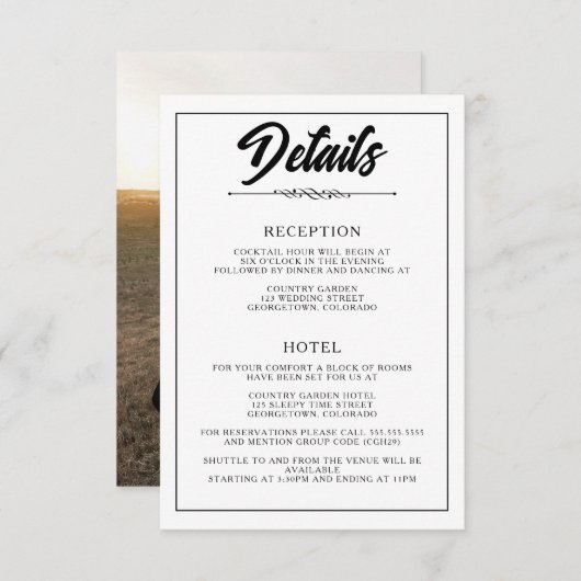 Casual foto informatiekaartje (Voorkant / Achterkant)