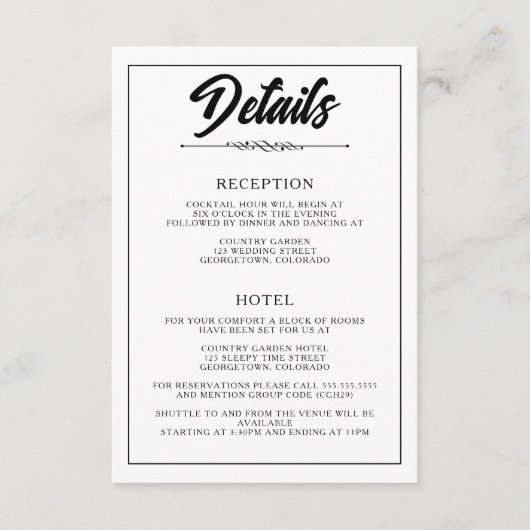 Casual foto informatiekaartje (Voorkant)